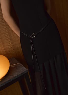 Vegan Leather Asymmetric Buckle Cord Belt