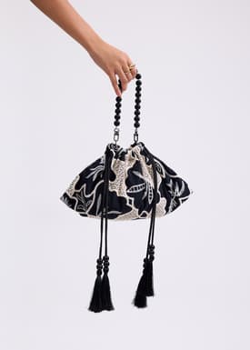 Dumpling Handbag in Midnight Blooms Broderie