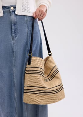 Woven Stripe Bucket Bag