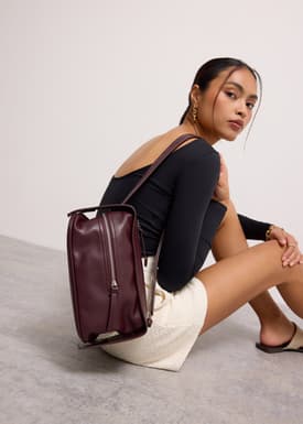 Adjustable Vegan Leather Baguette Bag