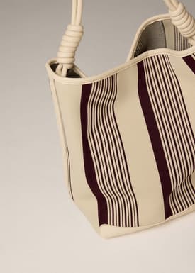 Stripe Knit Shoulder Tote Bag