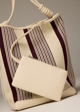 Stripe Knit Shoulder Tote Bag