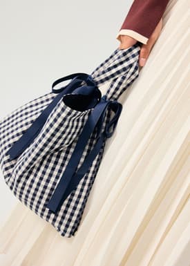 Reversible Gingham Small Tote Bag