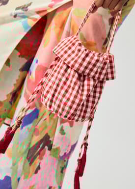 Gingham Drawstring Pouch