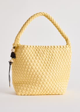Woven Vegan Leather Hobo Bag