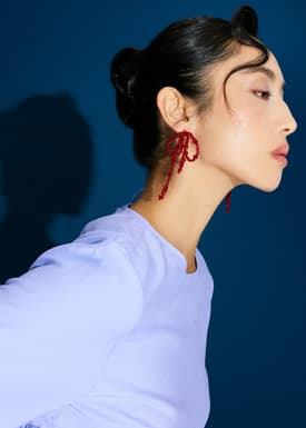 Holiday Sparkle Beaded Bow Earrings