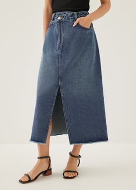 Creole Denim A-line Midi Skirt
