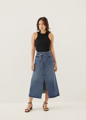 Creole Denim A-line Midi Skirt