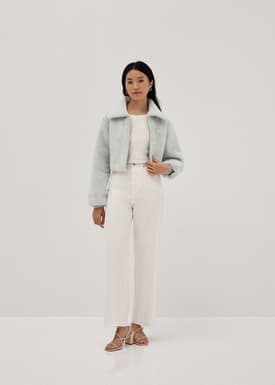 Faux Fur Crop Bomber Jacket