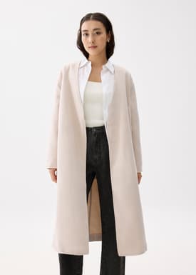 V-neck Straight Front Wrap Coat