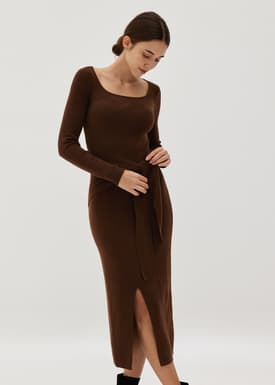 Knit Square Neck Bodycon Midaxi Dress
