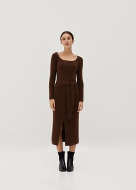 Knit Square Neck Bodycon Midaxi Dress