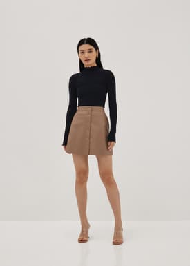 Ribbed Knit High Neck Fitted Top