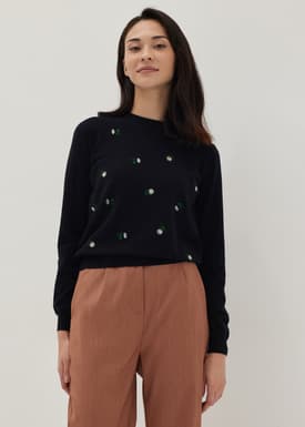 Embroidered Floral Knit Sweater