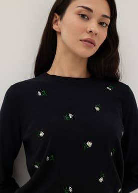 Embroidered Floral Knit Sweater