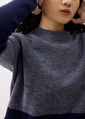 Mock Neck Colour Block Sweater