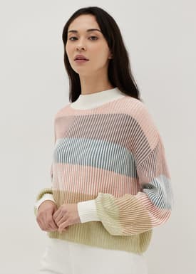 Janie Multi Colour Plaited Knit Sweater