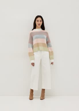 Janie Multi Colour Plaited Knit Sweater