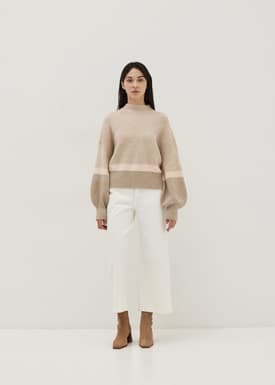 Knit High Neck Puff Sleeve Sweater