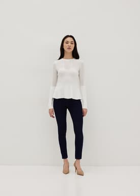 Knit Round Neck Peplum Top