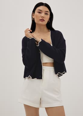 Hilda Contrast Wool Blend Cardigan