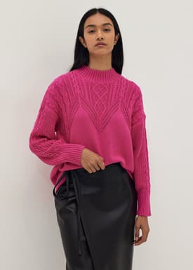 Oversized High Neck Knit Sweater