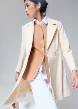 V-neck Fit & Flare Knee Length Coat