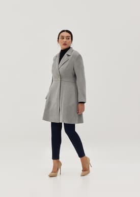 V-neck Fit & Flare Knee Length Coat