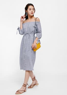 Russo Off-shoulder Ribbon Cuff Dress