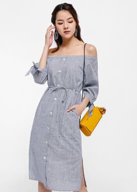 Russo Off-shoulder Ribbon Cuff Dress