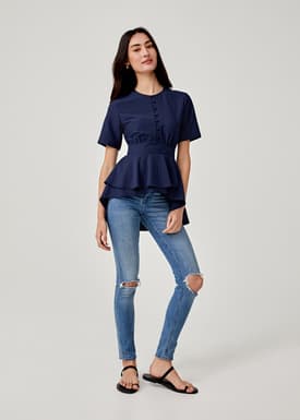 Elisabeth Linen Peplum Top