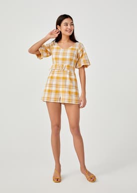 Amelia Belted Tartan Romper