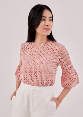 Esena Eyelet Bell Sleeve Top