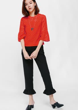 Esena Eyelet Bell Sleeve Top