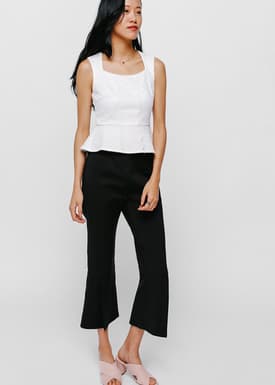 Lotaya Lace Trim Peplum Top