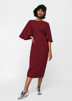 Merenia Cape Sleeve Midi Dress