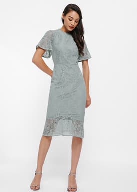 Marlette Lace Panel Midi Dress