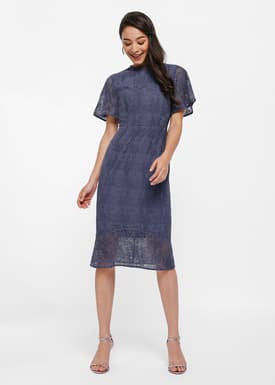Marlette Lace Panel Midi Dress