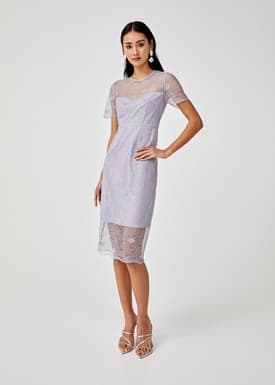 Alisha Lace Overlay Pencil Dress