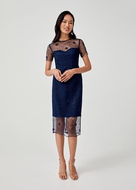 Alisha Lace Overlay Pencil Dress