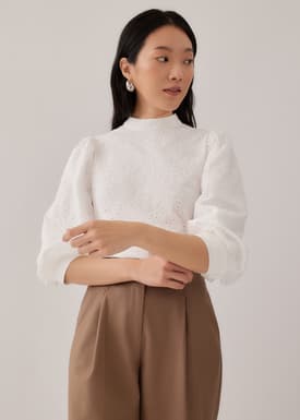 Lucia Broderie Anglaise Balloon Sleeve Blouse