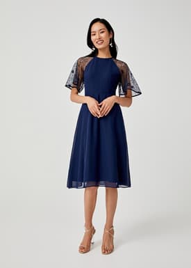 Lillian Lace Sleeve Midi Dress