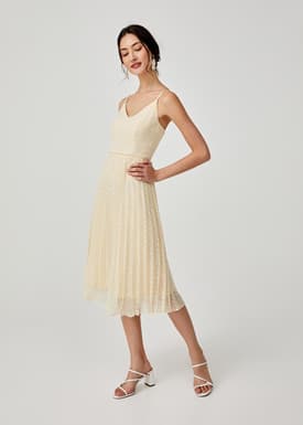 Hailey Pleated Dobby Dot Camisole Dress