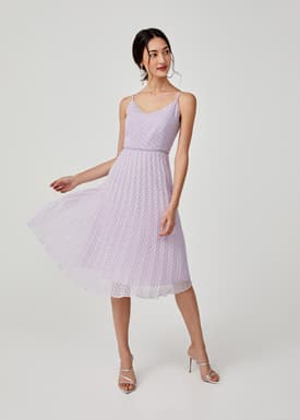 Hailey Pleated Dobby Dot Camisole Dress