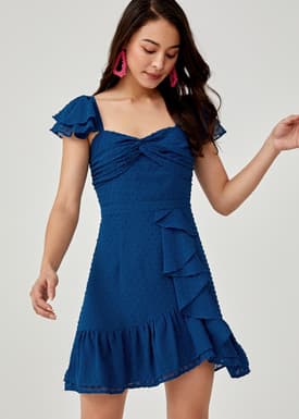 Alcina Dobby Dot Ruffle Dress