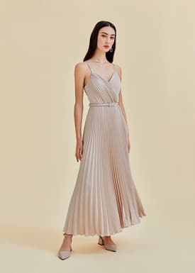 Adelpha Pleated Satin Maxi Dress