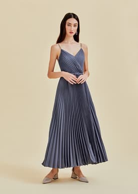 Adelpha Pleated Satin Maxi Dress
