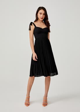 Adonia Padded Ribbon Tie Midi Dress