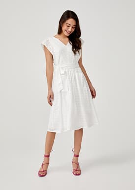 Ashtyn Broderie Anglaise Sash Tie Midi Dress