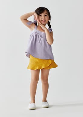 Maia Ruffle Textured Cotton Skorts